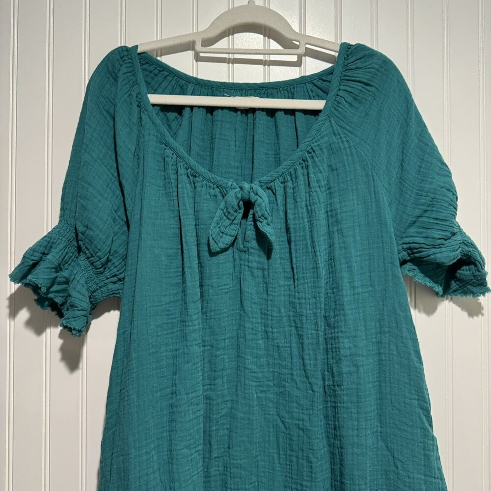 Natural Life Sienna Teal Cotton Gauzy Dress Size L/XL - Picture 3 of 9